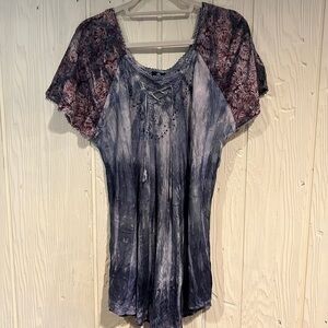 Advance Plus Size Boho Blouse Sequins Flutter Sleeves